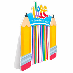 Floor stand in the shape of a gateway made of pens