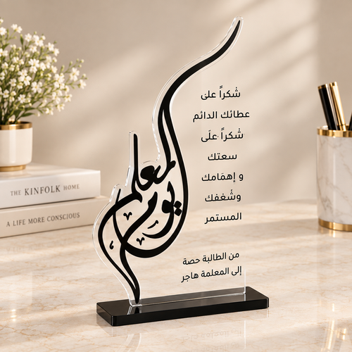 درع تقدير المعلم "يوم المعلم" - أكريليك (شفاف)