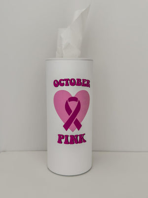 (علبة مناديل أسطوانية تصميم (أكتوبر الوردي (October Pink)