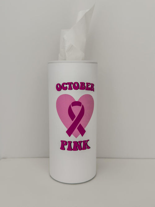 (علبة مناديل أسطوانية تصميم (أكتوبر الوردي (October Pink)