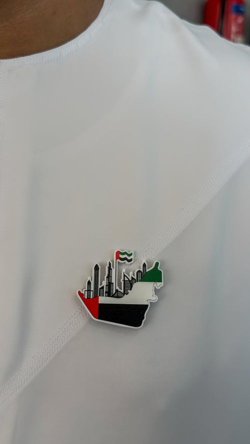 بروش (دبوس) وطني مجسم - خريطة الأبراج وعلم الإمارات