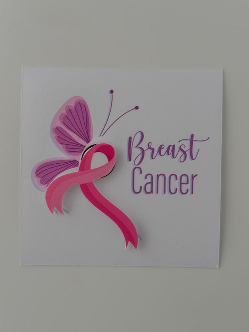 توزيعات كارت توعوي بتصميم الفراشة - (Breast Cancer Awareness)