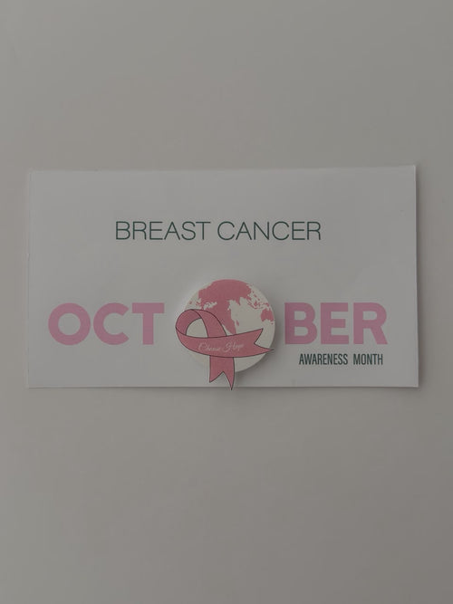 بطاقة ورقية توعوية مع بروش "اختر الأمل" - (BREAST CANCER OCTOBER AWARENESS)
